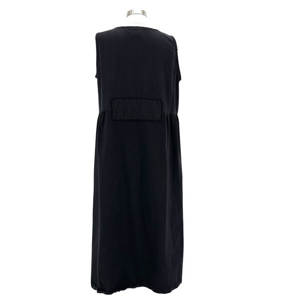 Vintage Blue Cactus Womens Large Dress Linen Blend Sleeveless Jumper Boho Black - Picture 7 of 12